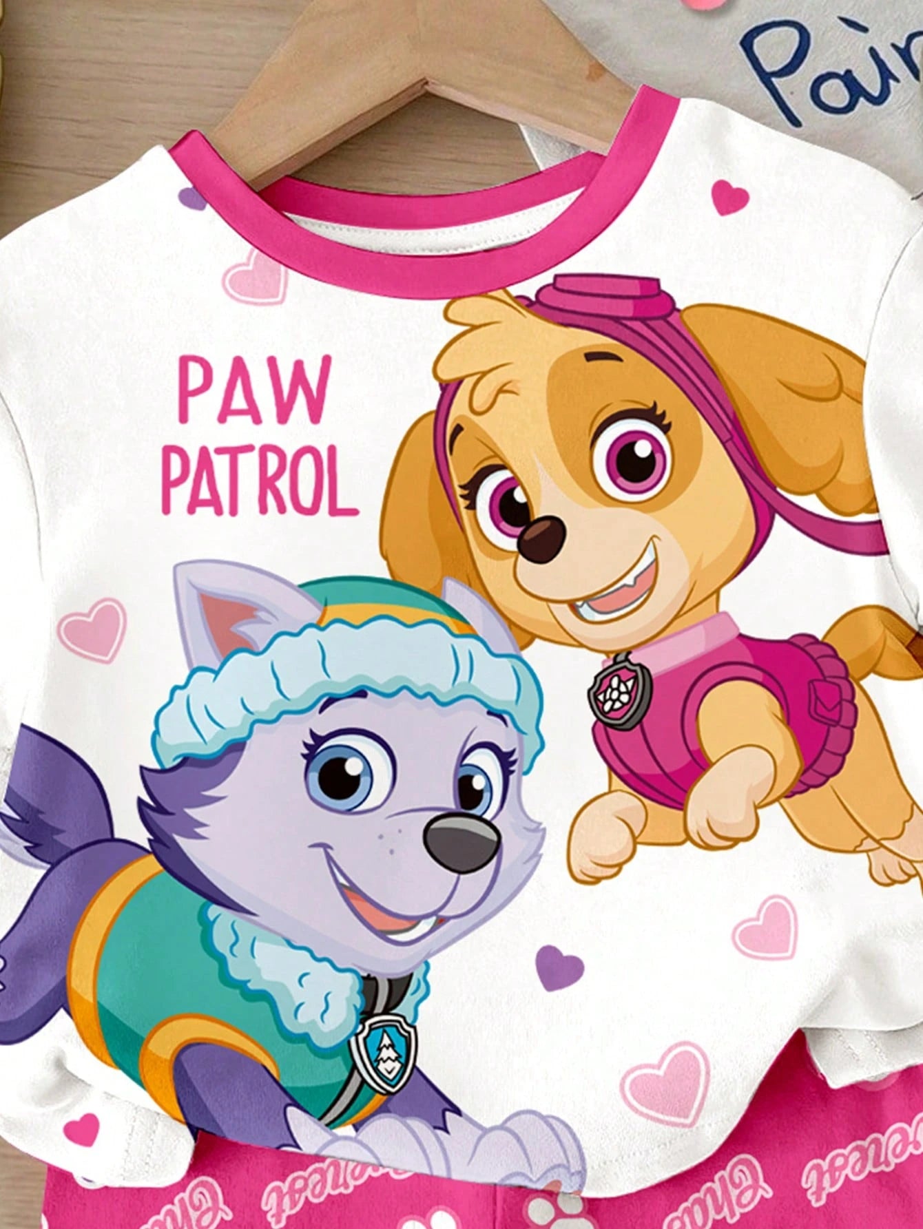 PAW Patrol Baby Girl Round Neck Letter Cartoon Print Short Sleeve T-Shirt And Shorts Casual Daily Set
