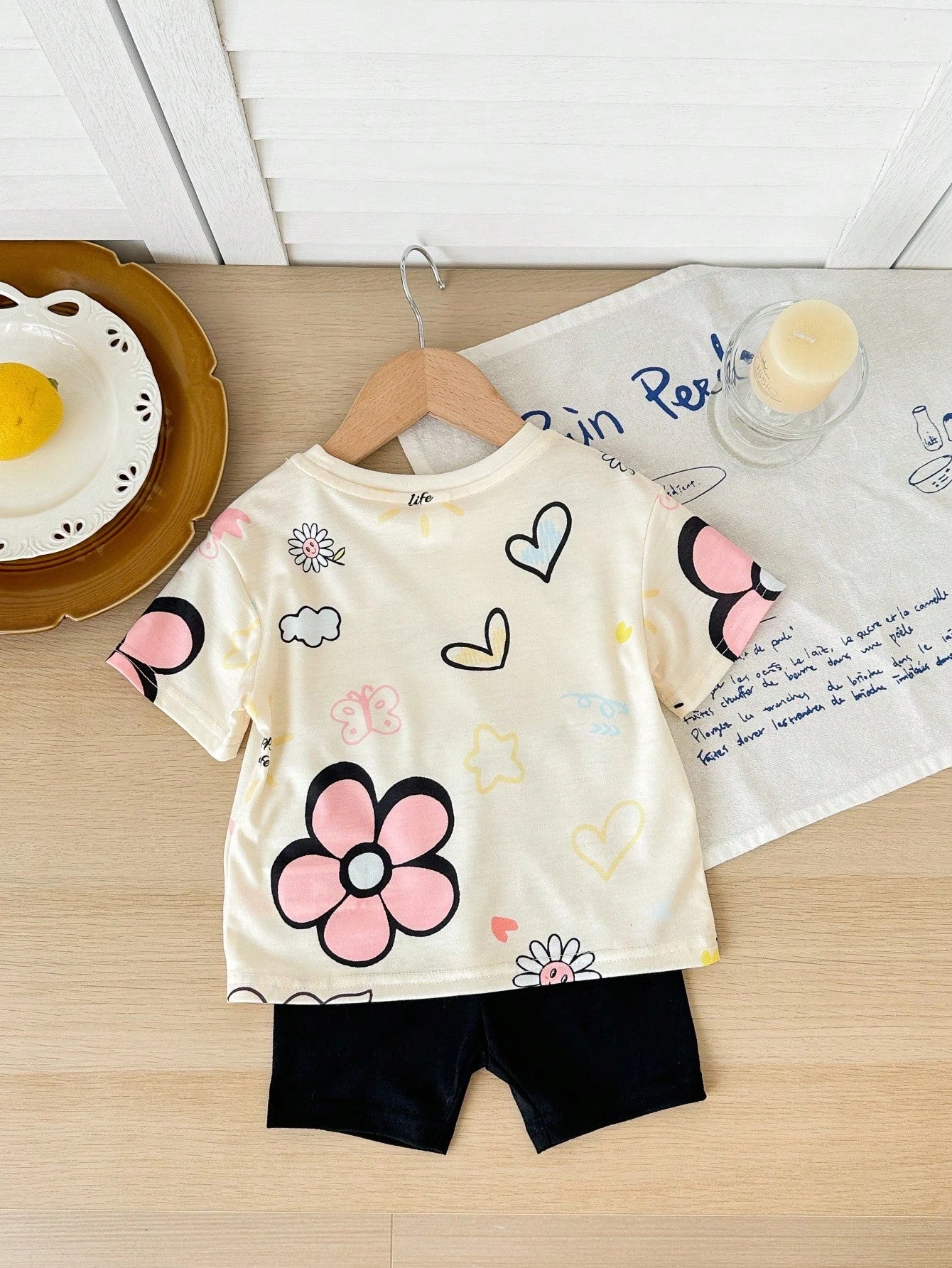 PAW Patrol Baby Girl Round Neck Letter Cartoon Print Short Sleeve T-Shirt And Shorts Casual Daily Set