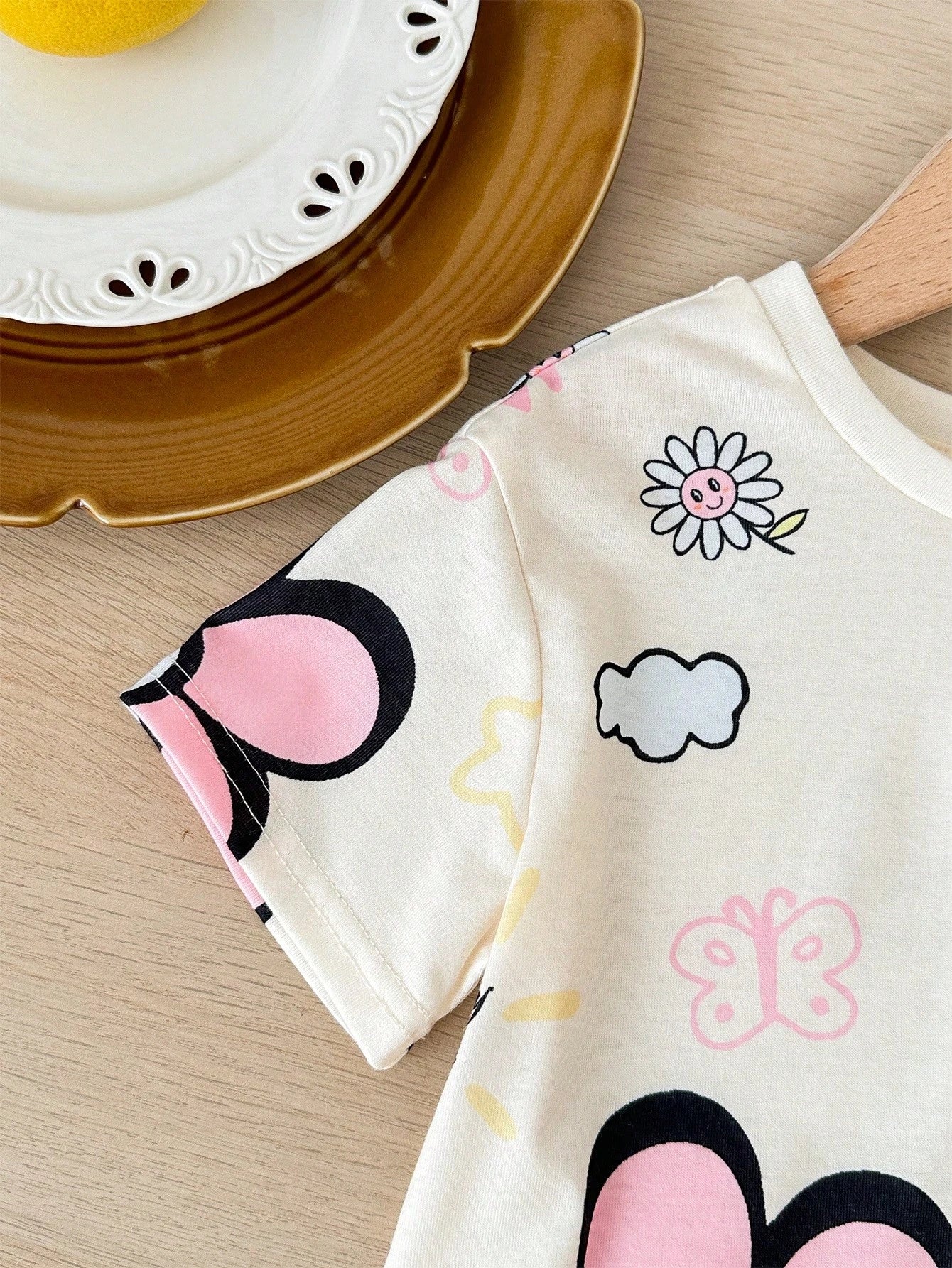 PAW Patrol Baby Girl Round Neck Letter Cartoon Print Short Sleeve T-Shirt And Shorts Casual Daily Set