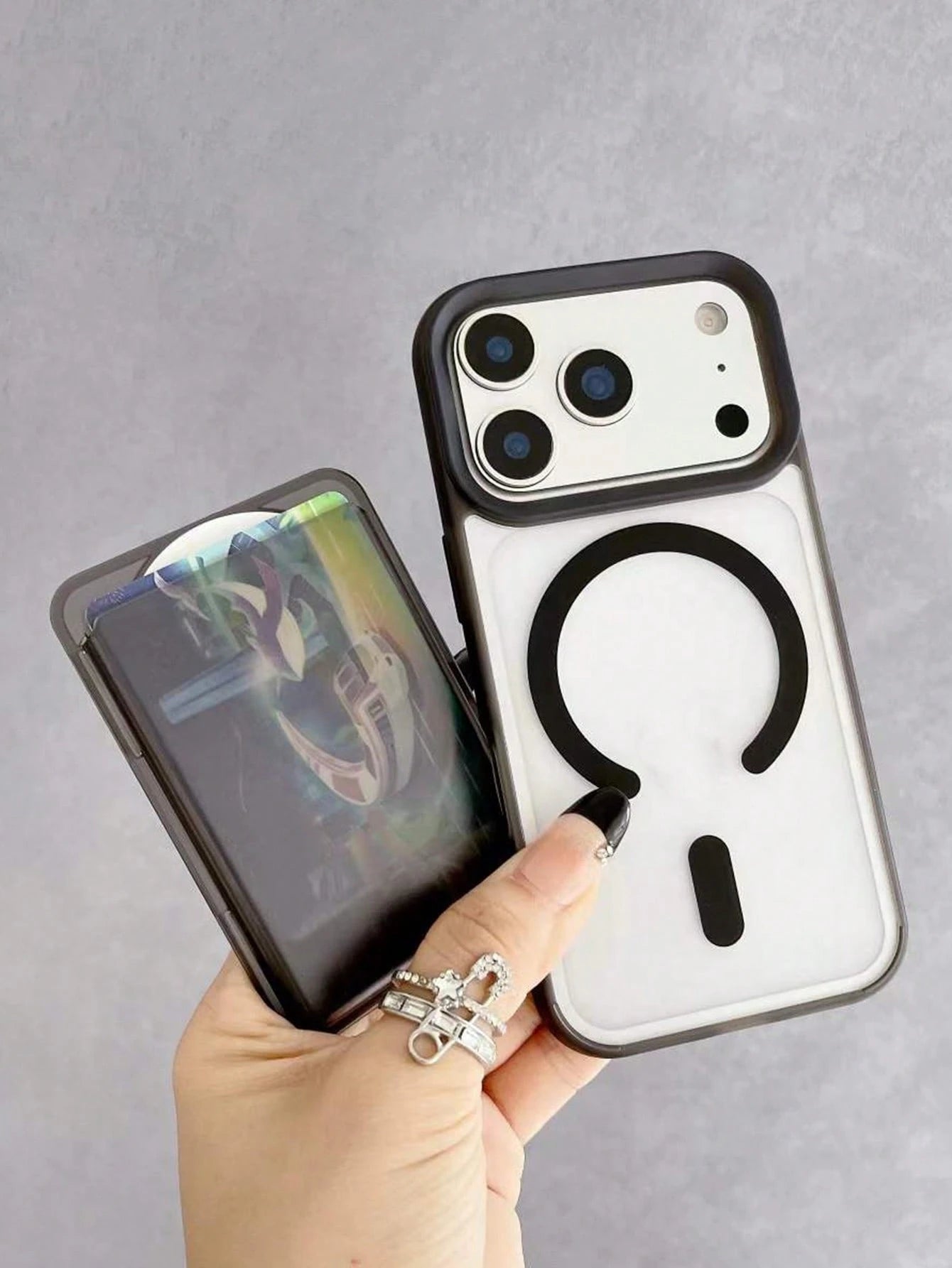 PC Frosted Transparent Magnetic Card Holder, Suitable For Various Self-Magnetic Models, Strong Magnetic Frosted Card Holder