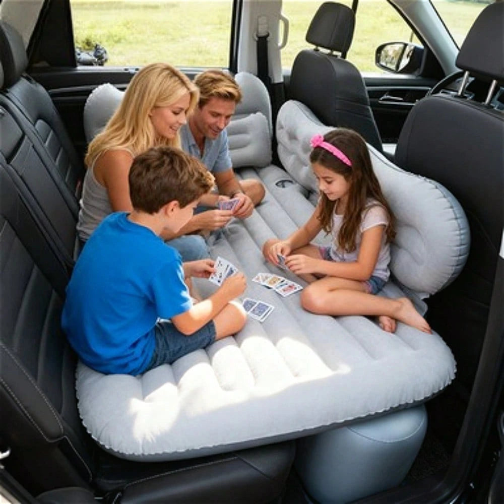 PDZZZD Stylish Comfortable Car Inflatable Bed, Soft Skin-Friendly Flocking Foldable Car Accessory, Ideal For Camping, Beach Trips, Outdoor Picnics, Road Trips, Pool & Party Use