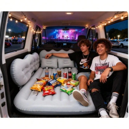 PDZZZD Stylish Comfortable Car Inflatable Bed, Soft Skin-Friendly Flocking Foldable Car Accessory, Ideal For Camping, Beach Trips, Outdoor Picnics, Road Trips, Pool & Party Use