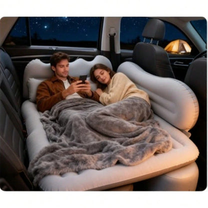 PDZZZD Stylish Comfortable Car Inflatable Bed, Soft Skin-Friendly Flocking Foldable Car Accessory, Ideal For Camping, Beach Trips, Outdoor Picnics, Road Trips, Pool & Party Use