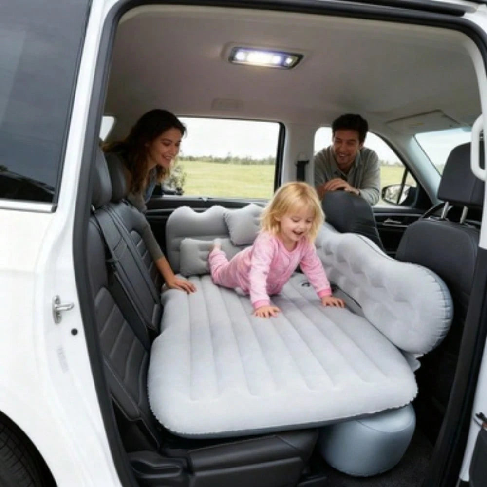 PDZZZD Stylish Comfortable Car Inflatable Bed, Soft Skin-Friendly Flocking Foldable Car Accessory, Ideal For Camping, Beach Trips, Outdoor Picnics, Road Trips, Pool & Party Use