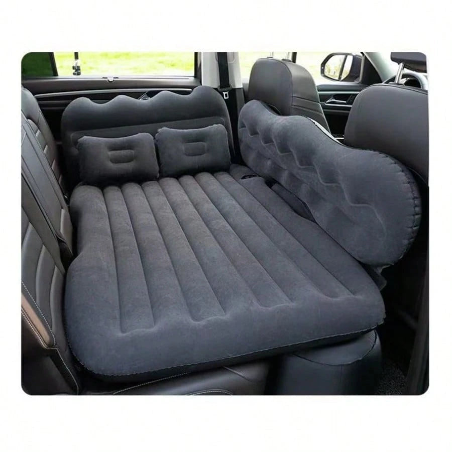 PDZZZD Thickened Flocked Car Inflatable Bed With Wave Peak Side Support, Universal Car Rear Seat Air Mattress Kit Including Air Pump, Stopper, Storage Bag & Pillows, Foldable Portable Sleeping Pad For
