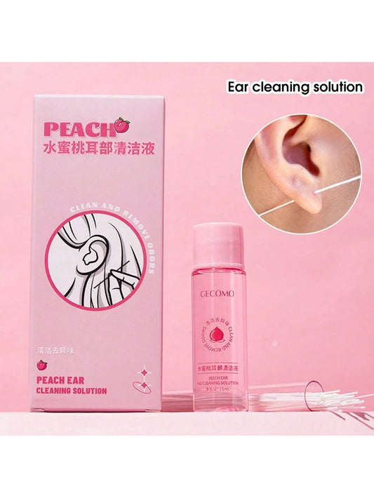 Peach Scented Ear Piercing Cleaning Solution (1 Bottle) – Ear Care Liquid For Odor, Earwax Cleaning Clog Prevention