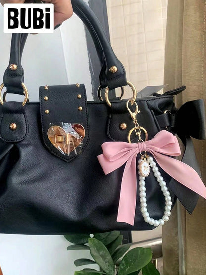 Pearl Bow Keychain, Women's Fashion Accessory, Universal Bag Pendant, Car Key Chain, Wristlet Handbag Decor, Holiday Gift, Car Accessories