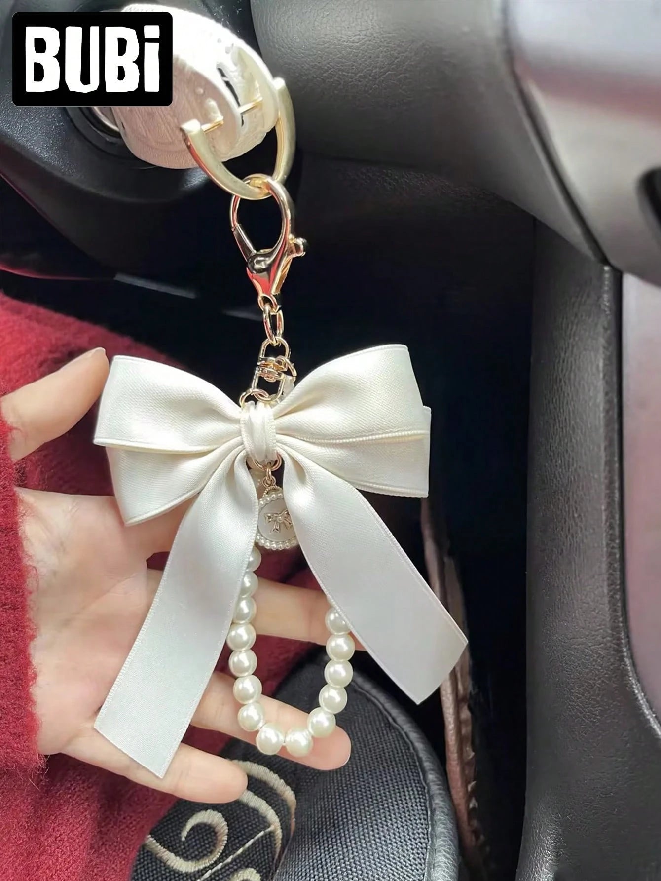 Pearl Bow Keychain, Women's Fashion Accessory, Universal Bag Pendant, Car Key Chain, Wristlet Handbag Decor, Holiday Gift, Car Accessories