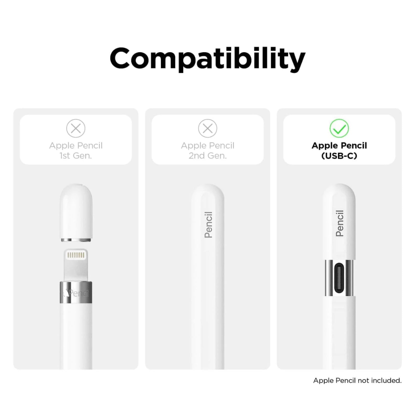 Pencil Sleeve For Apple Pencil (USB-C), Silicone Protective Case Accessory, Compatible With Apple Pencil (USB-C), Supports Magnetic Charging And Double Tap