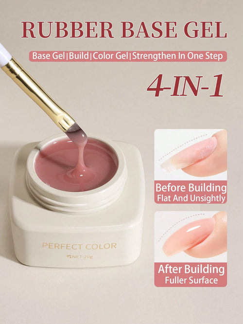 PERFECT COLOR 1pc/20g Rubber Base Coat, 12ml Extension Gel, Jelly Texture Extension Gel, Double-Ended Extension Pen, Nude/Clear/Pink Gel Polish For Nail Strengthening, Removable UV/LED Gel, Suitable F