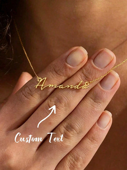 Personalised Stainless Steel Nameplate Necklace For Women, Fashion Jewelry, Best Friend Gifts For Mother's Day, Birthdays, Teenagers, Personalized Gift