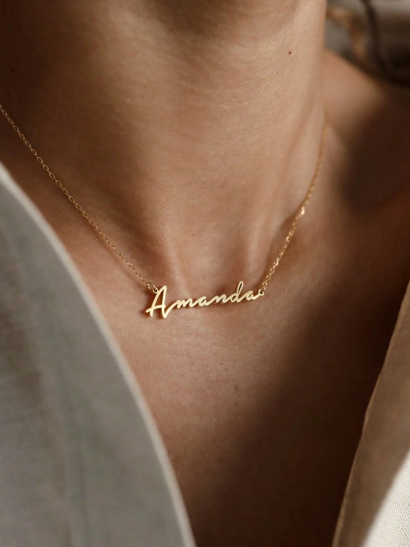 Personalised Stainless Steel Nameplate Necklace For Women, Fashion Jewelry, Best Friend Gifts For Mother's Day, Birthdays, Teenagers, Personalized Gift