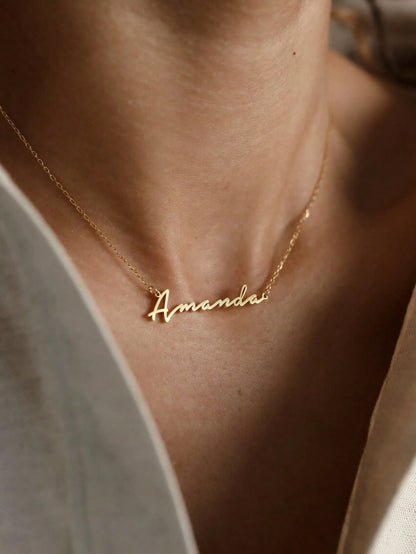 Personalised Stainless Steel Nameplate Necklace For Women, Fashion Jewelry, Best Friend Gifts For Mother's Day, Birthdays, Teenagers, Personalized Gift