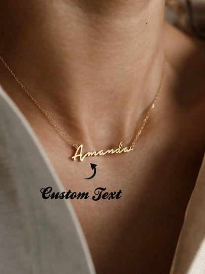 Personalised Stainless Steel Nameplate Necklace For Women, Fashion Jewelry, Best Friend Gifts For Mother's Day, Birthdays, Teenagers, Personalized Gift