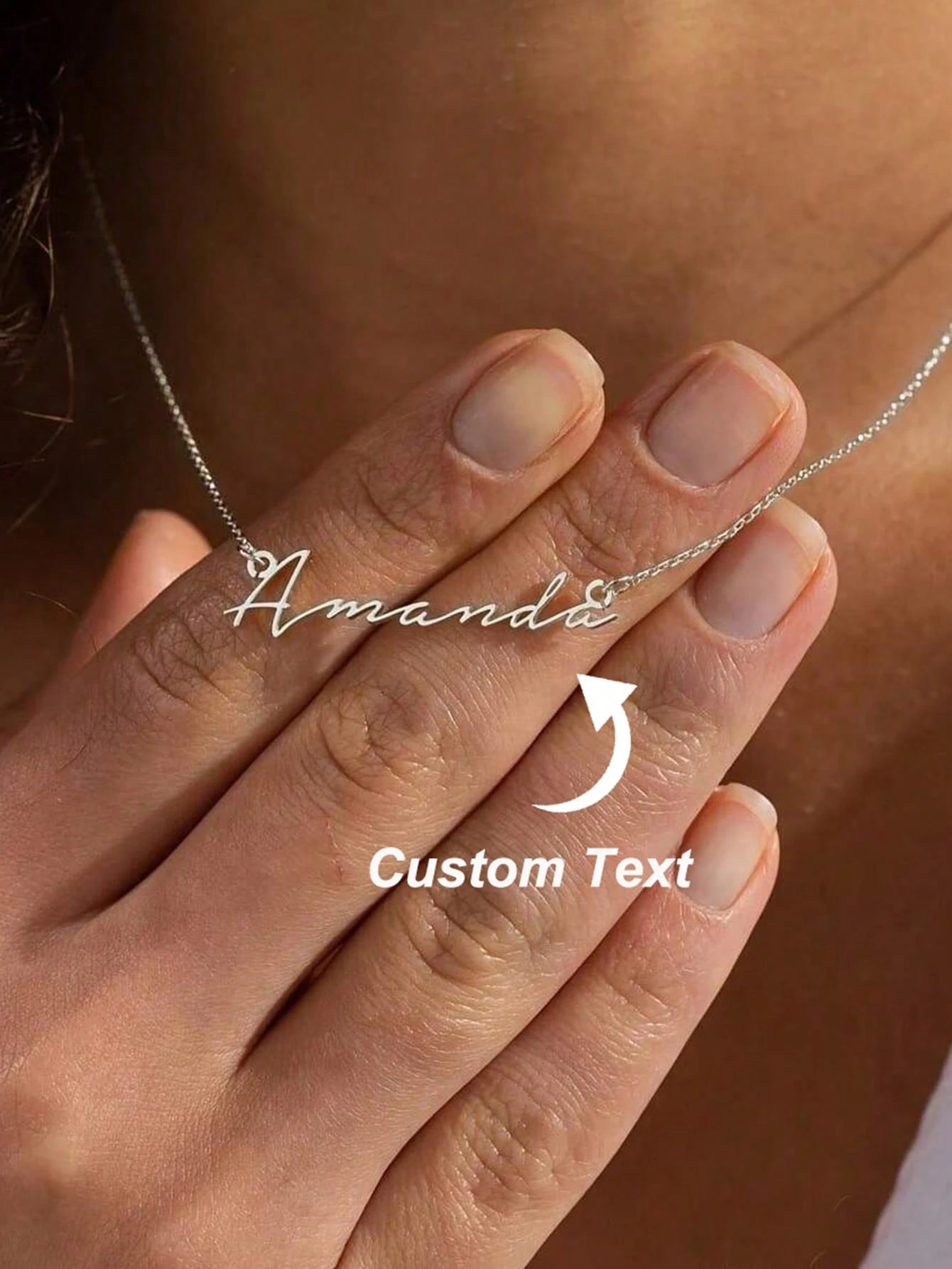 Personalised Stainless Steel Nameplate Necklace For Women, Fashion Jewelry, Best Friend Gifts For Mother's Day, Birthdays, Teenagers, Personalized Gift