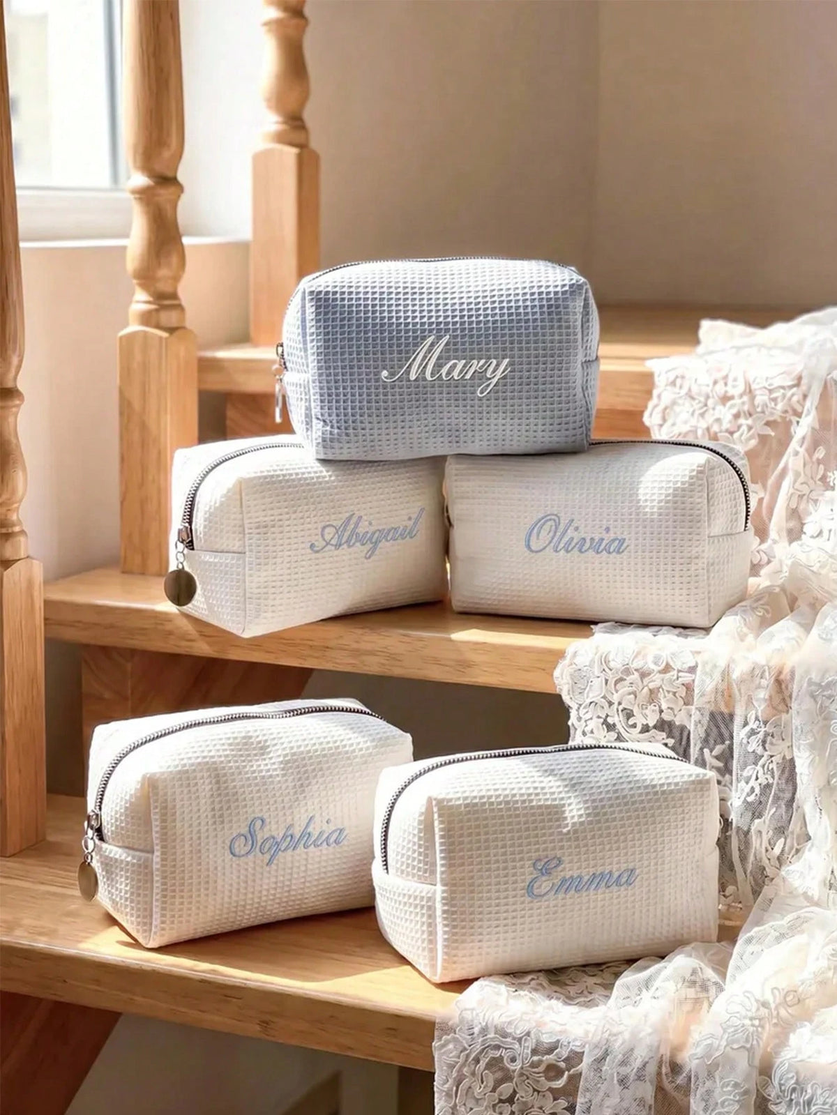 Personalized Bridesmaid Makeup Bag, Custom Name Toiletry Bag, Travel Cosmetic Organizer, Wedding Party Gift, Zipper Cosmetic Pouch