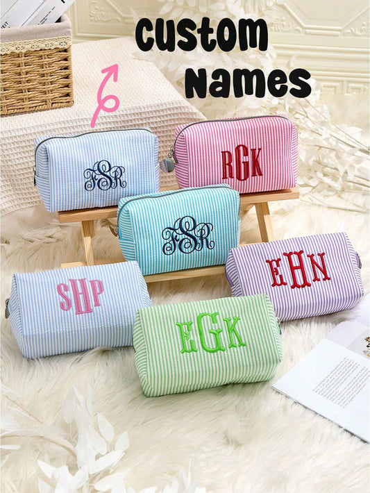 Personalized Bridesmaid Makeup Bag, Tulle Girls Cosmetic Bag, Large Capacity Makeup Bag, Bridesmaid & Bride Gift, Cosmetic Storage Bag, Embroidered Toiletry Bag, Embroidered Makeup Bag, Bridesmaid Mak