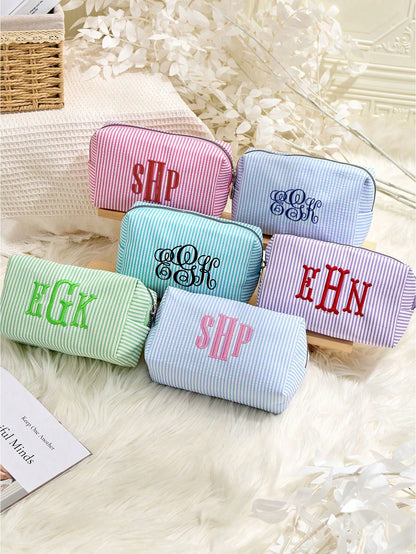 Personalized Bridesmaid Makeup Bag, Tulle Girls Cosmetic Bag, Large Capacity Makeup Bag, Bridesmaid & Bride Gift, Cosmetic Storage Bag, Embroidered Toiletry Bag, Embroidered Makeup Bag, Bridesmaid Mak