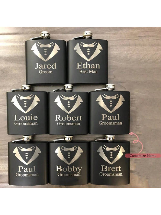 Personalized Custom Name Flask Groom To Be Wedding Engagement Bachelor Party Bach Weekend Groomsman Best Man Proposal Gift Exquisite, Vintage Custom, Personalized, Unique Ideal Gifts For Her Boyfriend