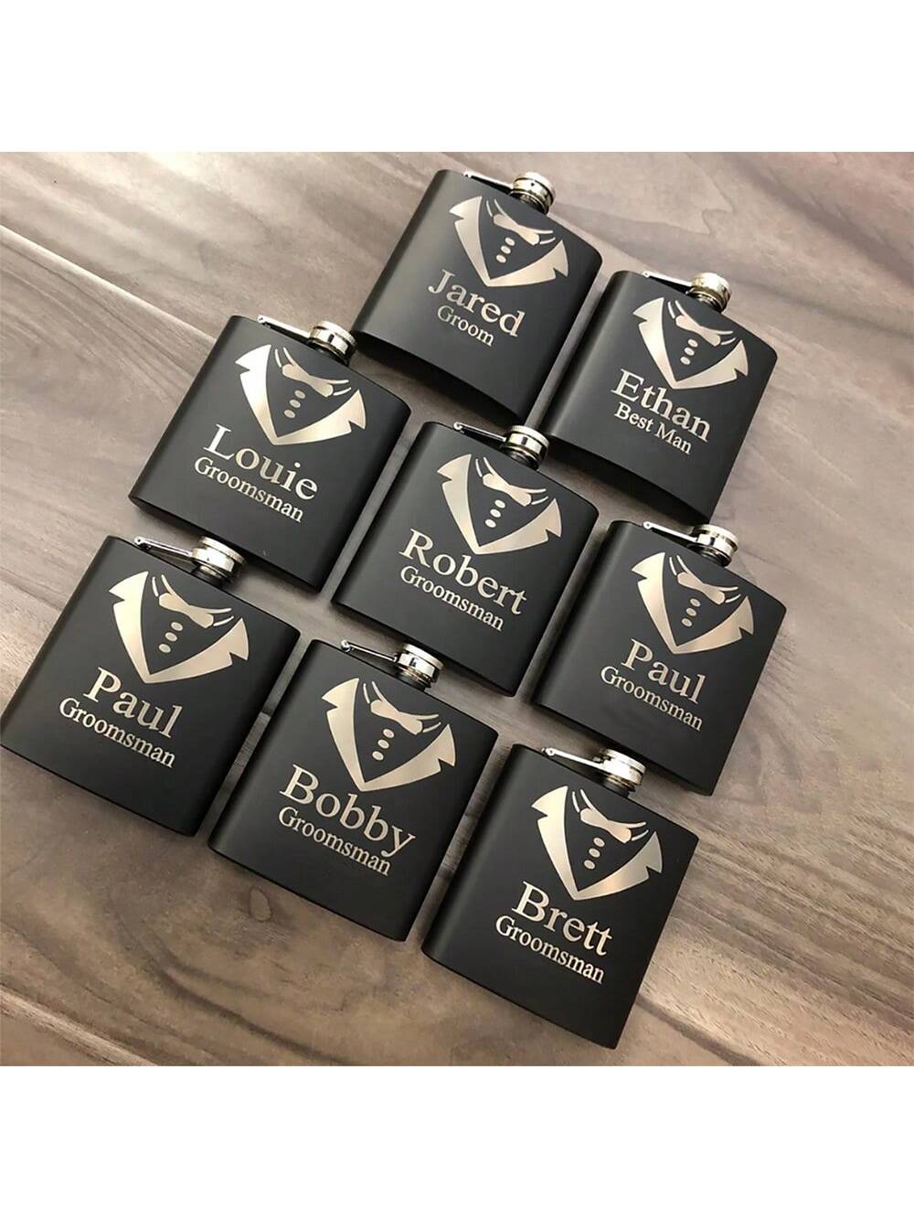 Personalized Custom Name Flask Groom To Be Wedding Engagement Bachelor Party Bach Weekend Groomsman Best Man Proposal Gift Exquisite, Vintage Custom, Personalized, Unique Ideal Gifts For Her Boyfriend