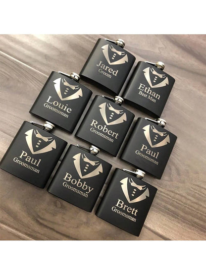 Personalized Custom Name Flask Groom To Be Wedding Engagement Bachelor Party Bach Weekend Groomsman Best Man Proposal Gift Exquisite, Vintage Custom, Personalized, Unique Ideal Gifts For Her Boyfriend
