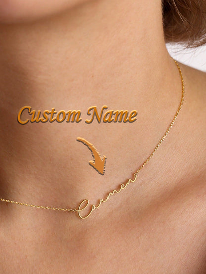 Personalized Custom Signature Fine Chain Necklace DIY Custom Letter Brand Jewelry Birthday Gift Mother's Day Gifts,Gold,Stylish,Vintage,Simple,Unisex,Individual Dressing, For Her, Unique Gift, Aesthe