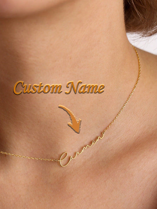 Personalized Custom Signature Fine Chain Necklace DIY Custom Letter Brand Jewelry Birthday Gift Mother's Day Gifts,Gold,Stylish,Vintage,Simple,Unisex,Individual Dressing, For Her, Unique Gift, Aesthe