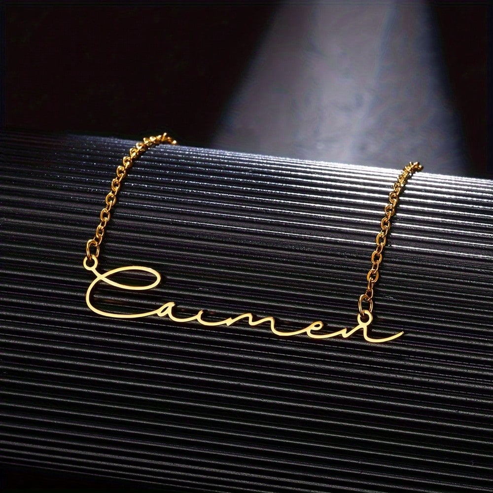Personalized Custom Signature Fine Chain Necklace DIY Custom Letter Brand Jewelry Birthday Gift Mother's Day Gifts,Gold,Stylish,Vintage,Simple,Unisex,Individual Dressing, For Her, Unique Gift, Aesthe