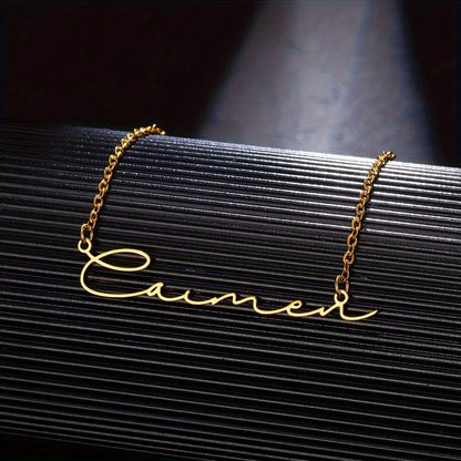 Personalized Custom Signature Fine Chain Necklace DIY Custom Letter Brand Jewelry Birthday Gift Mother's Day Gifts,Gold,Stylish,Vintage,Simple,Unisex,Individual Dressing, For Her, Unique Gift, Aesthe