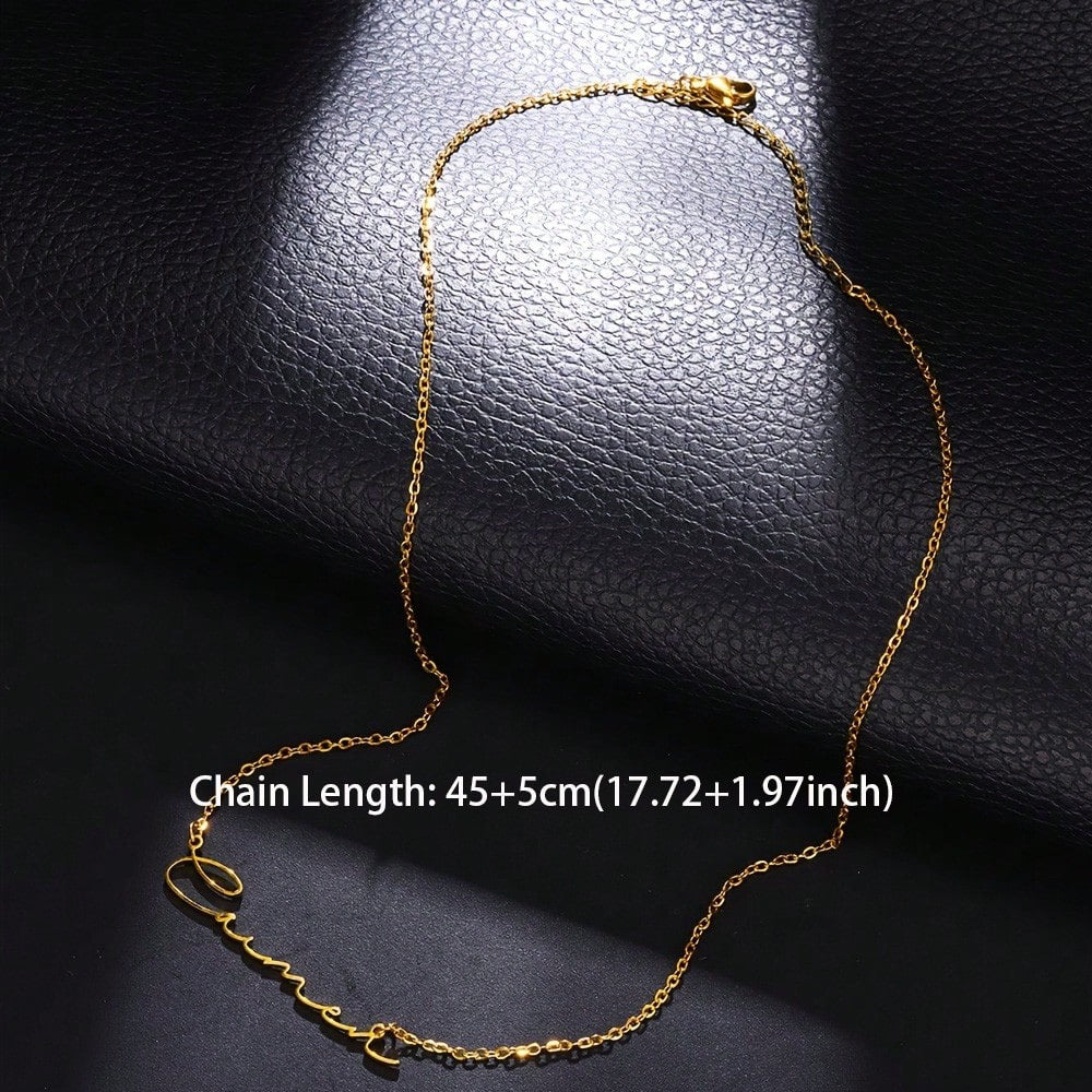 Personalized Custom Signature Fine Chain Necklace DIY Custom Letter Brand Jewelry Birthday Gift Mother's Day Gifts,Gold,Stylish,Vintage,Simple,Unisex,Individual Dressing, For Her, Unique Gift, Aesthe