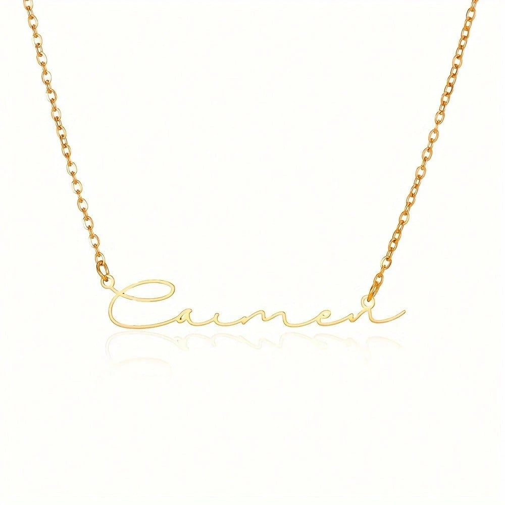 Personalized Custom Signature Fine Chain Necklace DIY Custom Letter Brand Jewelry Birthday Gift Mother's Day Gifts,Gold,Stylish,Vintage,Simple,Unisex,Individual Dressing, For Her, Unique Gift, Aesthe