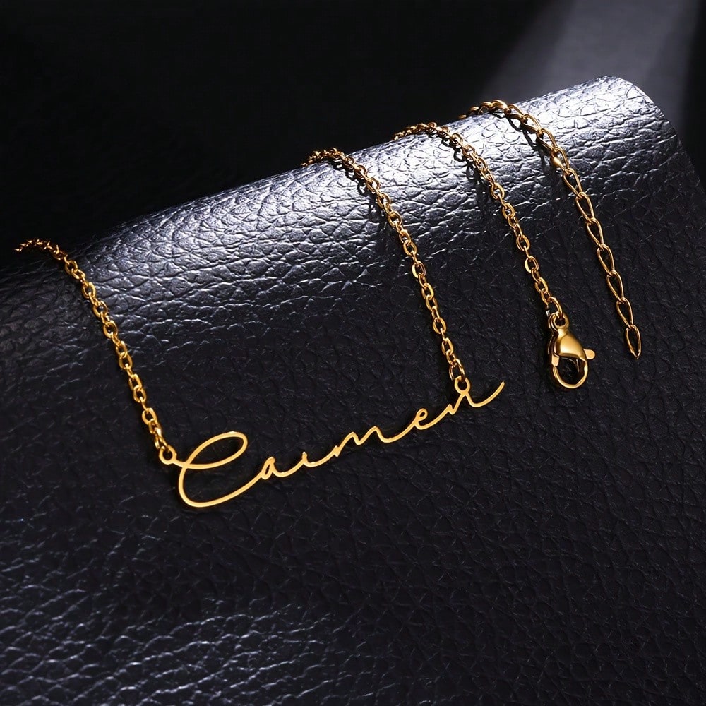Personalized Custom Signature Fine Chain Necklace DIY Custom Letter Brand Jewelry Birthday Gift Mother's Day Gifts,Gold,Stylish,Vintage,Simple,Unisex,Individual Dressing, For Her, Unique Gift, Aesthe