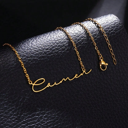 Personalized Custom Signature Fine Chain Necklace DIY Custom Letter Brand Jewelry Birthday Gift Mother's Day Gifts,Gold,Stylish,Vintage,Simple,Unisex,Individual Dressing, For Her, Unique Gift, Aesthe