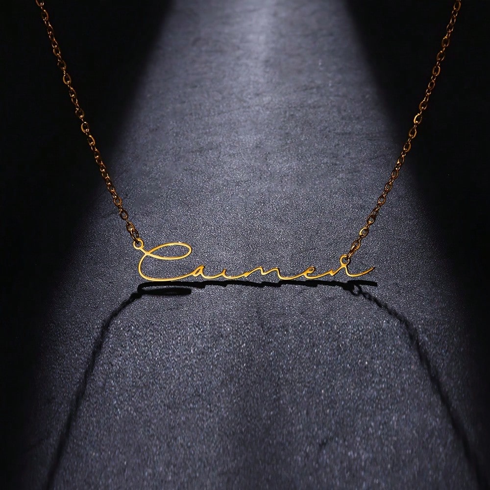 Personalized Custom Signature Fine Chain Necklace DIY Custom Letter Brand Jewelry Birthday Gift Mother's Day Gifts,Gold,Stylish,Vintage,Simple,Unisex,Individual Dressing, For Her, Unique Gift, Aesthe