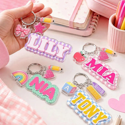 Personalized Daisy Acrylic Keychain, Customized Name Bag Charm & Flower Backpack Pendant, Suitable For School, Daycare, Travel, Unique Commemorative Gift For Girls