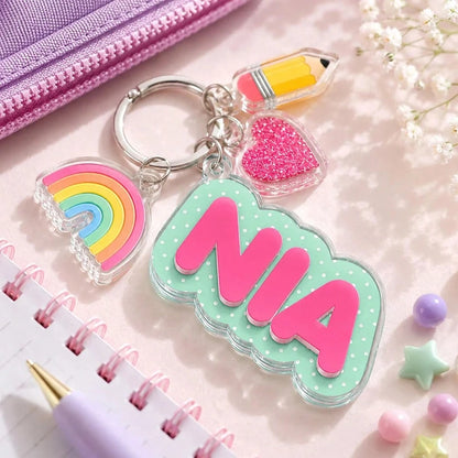Personalized Daisy Acrylic Keychain, Customized Name Bag Charm & Flower Backpack Pendant, Suitable For School, Daycare, Travel, Unique Commemorative Gift For Girls