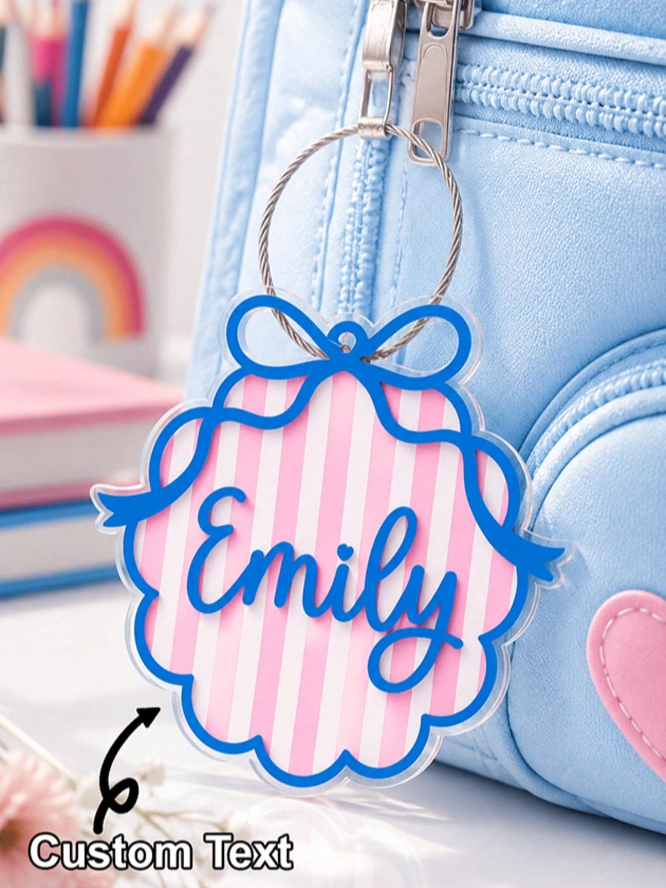 Personalized Daisy Acrylic Keychain, Customized Name Bag Charm & Flower Backpack Pendant, Suitable For School, Daycare, Travel, Unique Commemorative Gift For Girls