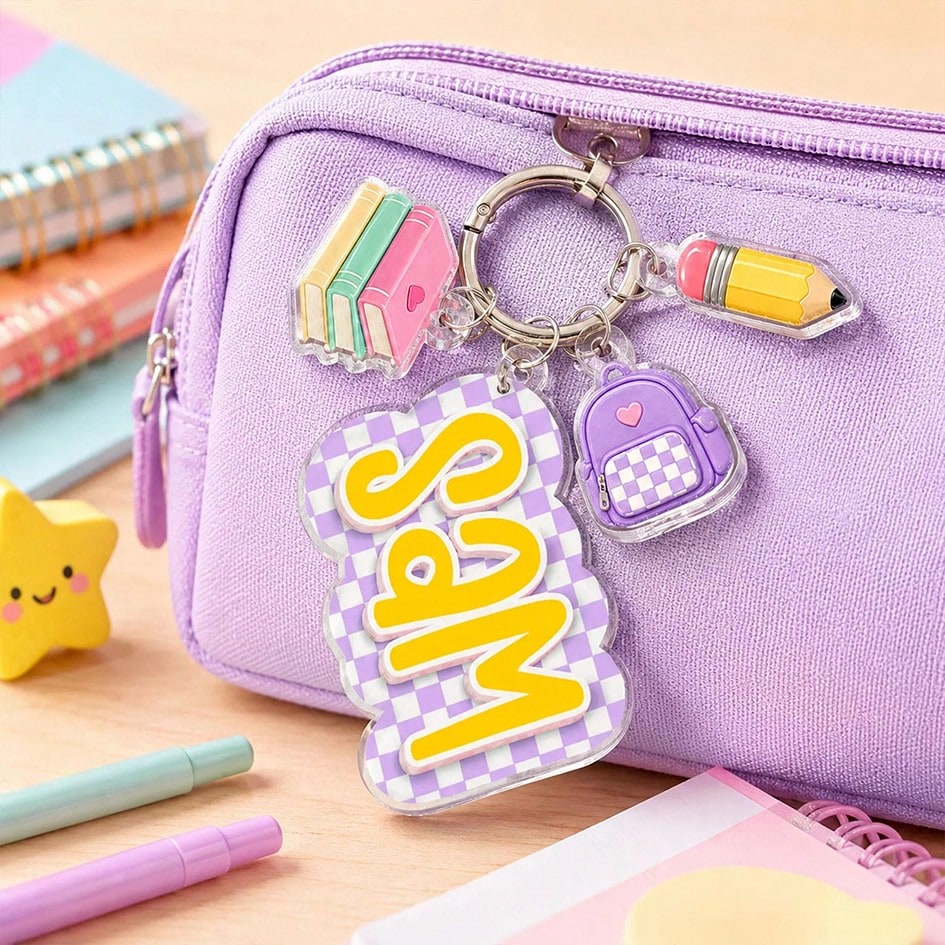 Personalized Daisy Acrylic Keychain, Customized Name Bag Charm & Flower Backpack Pendant, Suitable For School, Daycare, Travel, Unique Commemorative Gift For Girls
