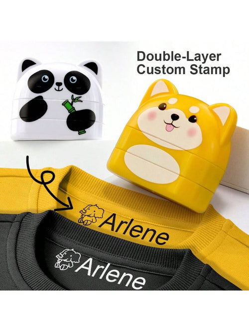 Personalized Dual-Color Stamp Set, Black & White Ink- Custom Name Stamps For Clothes, Shoes, Lunchboxes, Backpacks- Waterproof, Ideal For School And Office Stationery, Ornamental, Multi-Functional