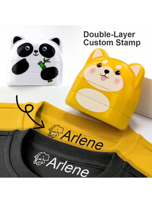 Personalized Dual-Color Stamp Set, Black & White Ink- Custom Name Stamps For Clothes, Shoes, Lunchboxes, Backpacks- Waterproof, Ideal For School And Office Stationery, Ornamental, Multi-Functional