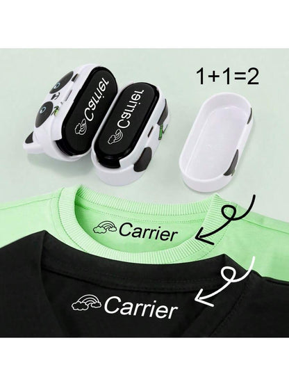 Personalized Dual-Color Stamp Set, Black & White Ink- Custom Name Stamps For Clothes, Shoes, Lunchboxes, Backpacks- Waterproof, Ideal For School And Office Stationery, Ornamental, Multi-Functional