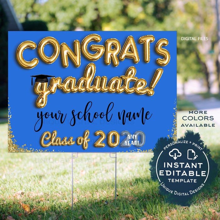 Personalized Graduation Yard Sign, Editable Congrats Graduate Poster - Any Year