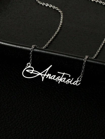 Personalized Jewelry Name Necklace, Stainless Steel Gold Color Customizable Font Letter Chain, Suitable For Boy And Girl, Unique & Ideal Gift For Girlfriend, Mom, Family, Friend, Daughter, Anniversary
