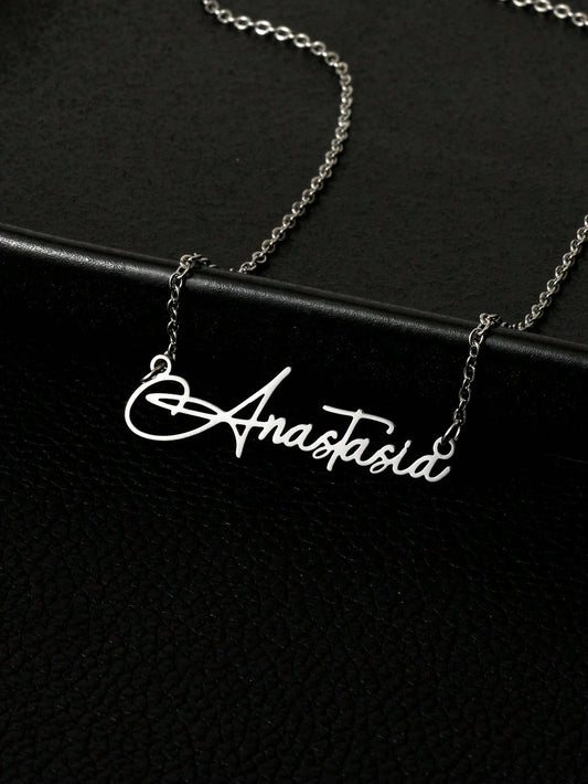 Personalized Jewelry Name Necklace, Stainless Steel Gold Color Customizable Font Letter Chain, Suitable For Boy And Girl, Unique & Ideal Gift For Girlfriend, Mom, Family, Friend, Daughter, Anniversary