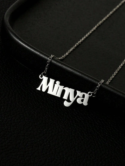 Personalized Jewelry Name Necklace, Stainless Steel Gold Color Customizable Font Letter Chain, Suitable For Boy And Girl, Unique & Ideal Gift For Girlfriend, Mom, Family, Friend, Daughter, Anniversary
