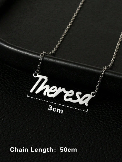Personalized Jewelry Name Necklace, Stainless Steel Gold Color Customizable Font Letter Chain, Suitable For Boy And Girl, Unique & Ideal Gift For Girlfriend, Mom, Family, Friend, Daughter, Anniversary