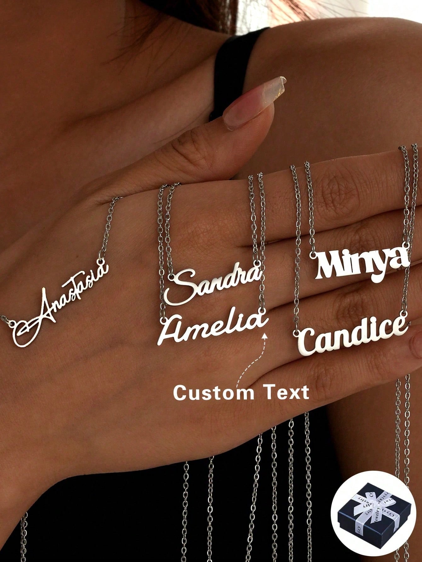 Personalized Jewelry Name Necklace, Stainless Steel Gold Color Customizable Font Letter Chain, Suitable For Boy And Girl, Unique & Ideal Gift For Girlfriend, Mom, Family, Friend, Daughter, Anniversary