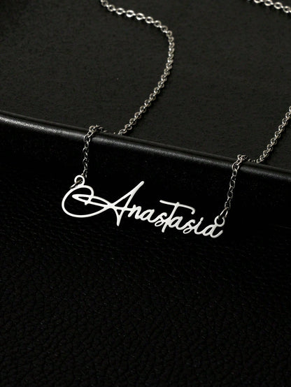 Personalized Jewelry Name Necklace, Stainless Steel Gold Color Customizable Font Letter Chain, Suitable For Boy And Girl, Unique & Ideal Gift For Girlfriend, Mom, Family, Friend, Daughter, Anniversary