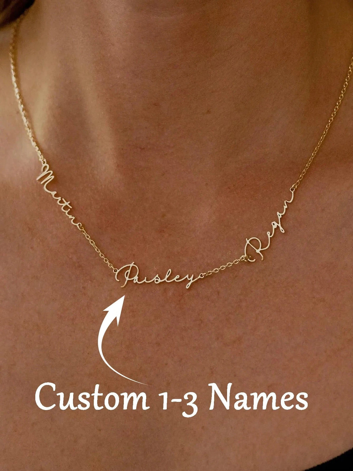 Personalized Multi-Name Necklace, Customized Family Necklace, Stainless Steel Gold-Plated Name Pendant, Minimalist Halloween Jewelry, Christmas Gift, Gift For Mom, Graduation Gift, Back To School Gift