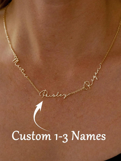 Personalized Multi-Name Necklace, Customized Family Necklace, Stainless Steel Gold-Plated Name Pendant, Minimalist Halloween Jewelry, Christmas Gift, Gift For Mom, Graduation Gift, Back To School Gift